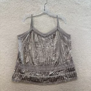 Y2K Vintage Camisole Tank Top XL Silver Satin Lace Boho Fairy Grunge Whimsigoth - Picture 1 of 8