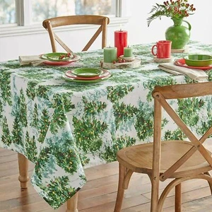 NIP Fiesta Deck the Halls Holiday Christmas Tree Tablecloth Oblong 60 x 84 New - Picture 1 of 9