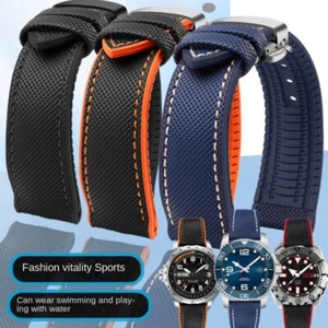 Nylon Kautschuk Uhrenarmband bunt wasserdicht weich Armband Dornschließe Armband 20-23 mm - Bild 1 von 60