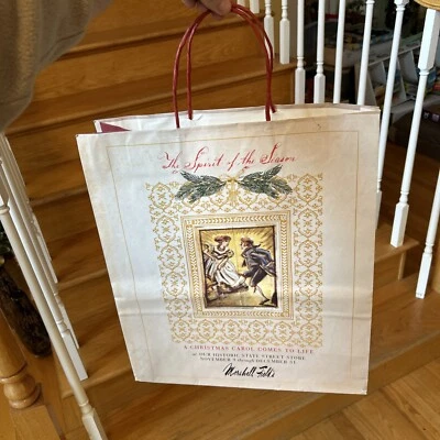 Vintage Marshall Field’s Paper Shopping Bag  Christmas Carol Rare Chicago 90s - Image 1 of 4