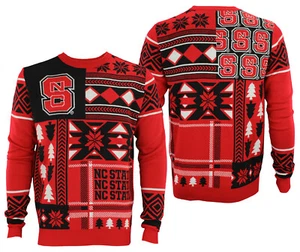 North Carolina State Wolfpack NCAA Mens Holiday Ugly Sweater, Red - Picture 1 of 8
