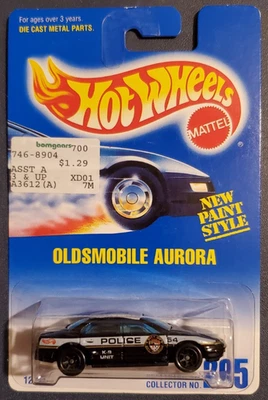 Vintage 1991 Hot Wheels Oldsmobile Aurora #265 New Paint Style Blue Card - Image 1 of 4