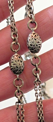 Colar Lois Hill 925 prata esterlina oval rolo e estação de ligação 32”L - Imagem 1 de 4