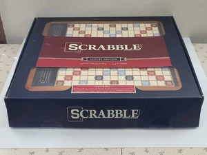 Scrabble Luxury Edition with Rotating Wooden Game Board In Box - Complete - Picture 1 of 20