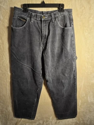 Akademiks Men 36/29Carpenter Jeans  Black Denim Relaxed Fit Workwear Utility 241 - Image 1 of 4