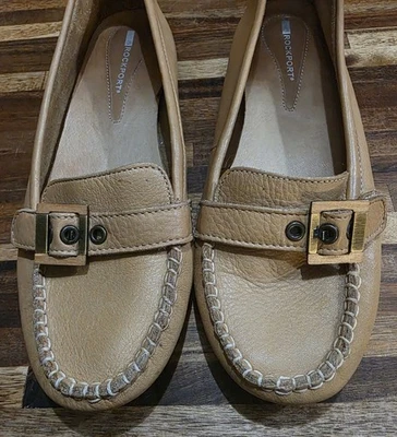 Zapatos planos Rockport para mujer color tostado cómodos para caminar talla 9W cuero Foto 1 de 4