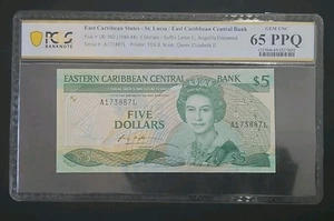 EAST CARIBBEAN 5 DOLLARS 1986-88 PCGS 65 GEM NEW (UNC) PPQ P-18M MONTSERRAT NOTE - Picture 1 of 2