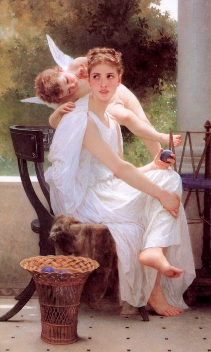 PINTURA NIÑA TRABAJO INTERRUMPIDO CUPIDO Y PSIQUE WILLIAM-ADOLPHE BOUGUEREAU REPRO Foto 1 de 3