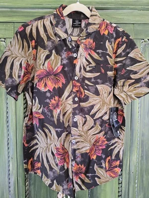 Boys Size 10/12 Volcom Floral Print Button Up Shirt - Image 1 of 4