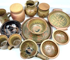Vintage Argyll Pottery Stoneware Bundle Set Jug Plate Cup Dish Jar Pot Drip  - Picture 1 of 24