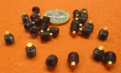 Kmac Alloy Steel Set Screws, Brass Tip, 1/4"-28 x 1/4" Thread Length, 25 Pcs