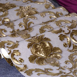 1 M Carving Embossing Wallpaper Luxury Damask Gold Floral Wall Home Decor DIY - Picture 1 of 14