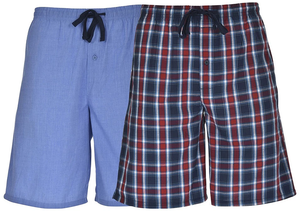 Pantalones cortos Hanes Big Woven Jam para hombre - Paquete de 2 a cuadros y lisos Foto 1 de 1
