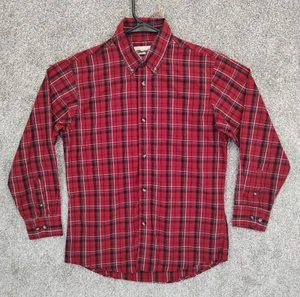 Youth Large Shirt Red Plaid Western Long Sleeve Button Up Pocket Wrangler Riata - Picture 1 of 9