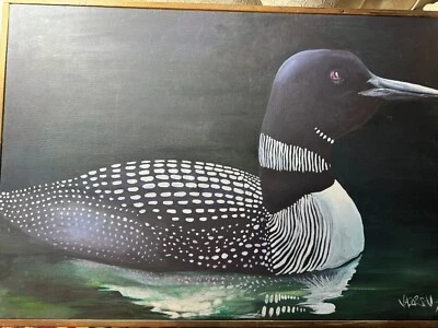 Huge Jacobson 1976  "A Loon Scene" Oil On Canvas Painting - Signed And Framed - Image 1 of 4