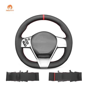 MEWANT Stitch Black Genuine Leather Steering Wheel Cover for Scion TC 2010-2016 - Picture 1 of 9