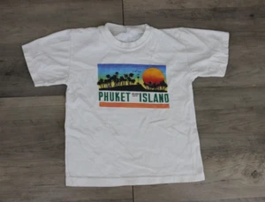 VINTAGE Kids Youth Size Medium 7/8 Pullover T-Shirt Phuket Island Thailand White - Picture 1 of 7