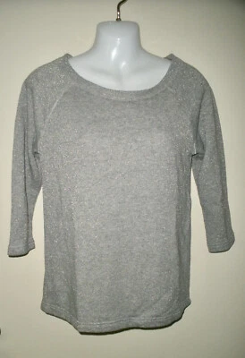 #906 Gap Sweatshirt S  Gray Silver Metallic Stretch 3/4 sleeve - Image 1 of 4