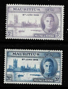 KING GEORGE VIth VICTORY STAMPS. MAURITIUS SG264-265. MOUNTED MINT. - Picture 1 of 1