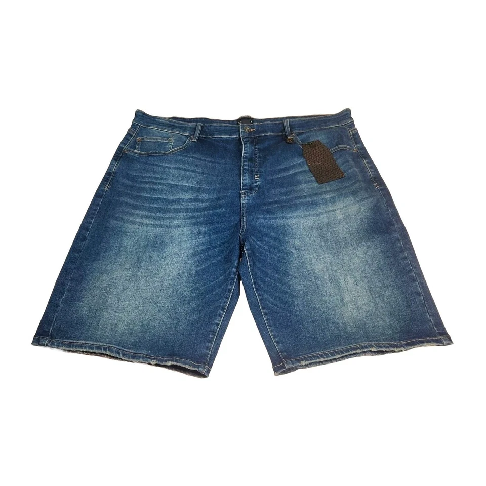 Pantalones Cortos Bermudas Denim Para Hombre Talla 42 Frente Plano Elegante Azul (42) Foto 1 de 4