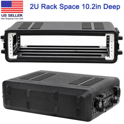 2U Rack Case Shallow 10.2" Depth 19" Rackmount Flight Case Watertight Dust-Proof - Image 1 of 4
