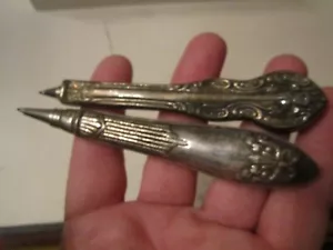 LOT OF 2 VINTAGE SILVER PLATED PENS - HEAVY - 5" LONG - BBA-37 - Picture 1 of 3