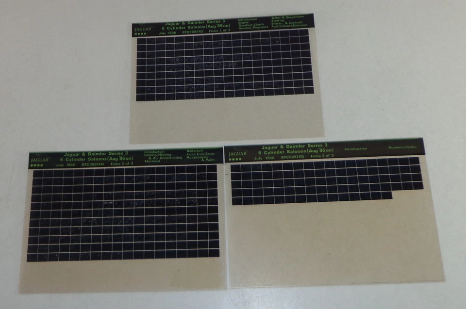 Microfiche Catalogo Ricambi Jaguar & Daimler Serie Di 3,6 Cilindro Saloons Stand - Immagine 1 di 1