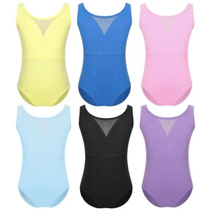Kinder Mädchen Ballett Trikot Sport Trainingsanzug Training Performance Kostüm Mesh - Bild 1 von 66