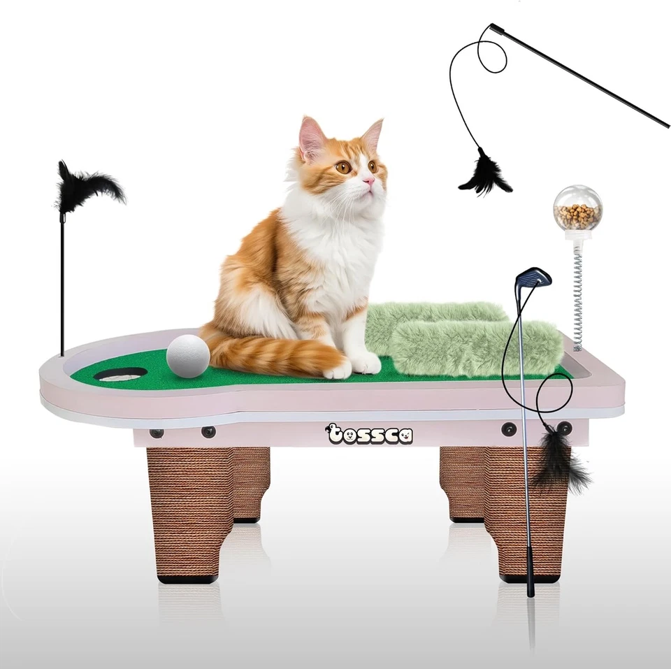8-in-1 Cat Golf Table Set | Cat Tree with Scratcher, Feeder, Toys & Accessories - Image 1 of 4