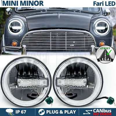 FARI Full LED Per MINI-MINOR Classic Luce Bianca 6500K Angel Eyes OMOLOGATI 66W - Immagine 1 di 4