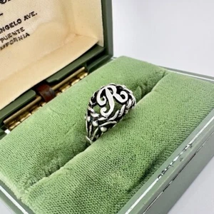 Anillo vintage de plata de ley 925 inicial sello R filigrana delicado tamaño 4,75 - Imagen 1 de 11