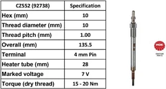 NGK CZ552 Glow Plug - Image 1 of 1