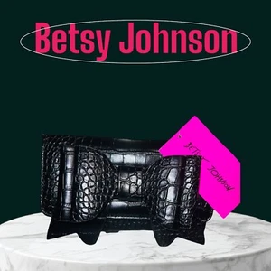 Betsey Johnson Black Croco Wallet On A String With Bow NWT - Picture 1 of 10