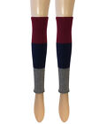 Wrapables Women's Tri-colored Ribbed Leg Warmers, Burgundy/navy/gray