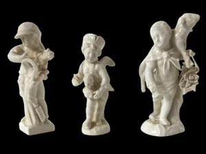 3 ángeles alegóricos antiguos de porcelana alemana KPM Blanc de Chine 4 estaciones - Imagen 1 de 9