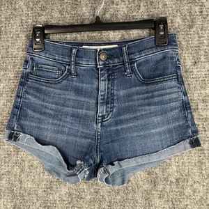 Abercrombie Fitch Shorts Womens 2 Jean Cut-Off Bottoms Blue Denim High-waist - Picture 1 of 9