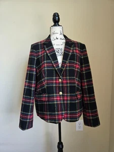 J.Crew Factory wool blend blazer jacket womens 18 tartan plaid - Picture 1 of 12