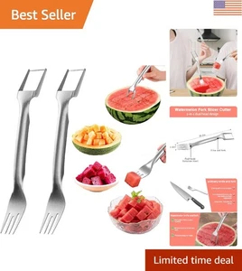 Cortadora y tenedor de sandía de acero inoxidable 2 en 1 - disfrute de verano sin esfuerzo - Imagen 1 de 9