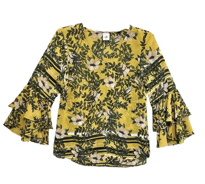 CABI Popover Blouse Modern Floral Print Chiffon Sheer Womens Medium Career - Image 1 of 4