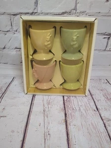 Williams Sonoma ~ Embossed Bunny Rabbit Egg Cups S/4 Pastels Easter Spring NEW - Picture 1 of 3