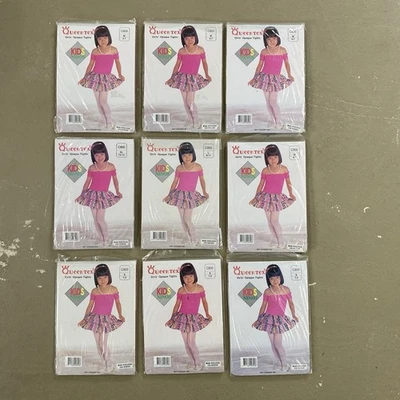 Lot of 9 Vintage Queentex Girls Opaque Tights Assorted Sizes & Colors NOS Foto 1 de 4