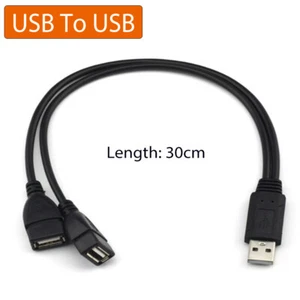 Male USB 2.0 A 1 to 2 Dual USB Female Data Hub Power Adapter Y Splitter Cable - Picture 1 of 7