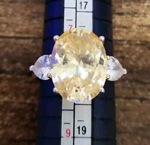 Anillo de plata de ley chapado en oro con piedra de topacio amarillo 925 talla 8 - Imagen 1 de 5