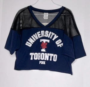 Pink Victoria's Secret University of Toronto kurz geschnittenes Jersey-Shirt Gr. Small neu mit Etikett - Bild 1 von 7