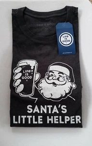 Life Is Good LS Shirt Crusher Tee SANTAS LITTLE HELPER Schwarz Brustumfang 52 Zoll Herren XL - Bild 1 von 6