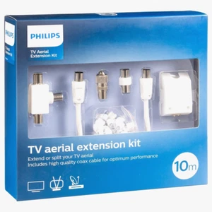 Philips TV Extension Kit 10 Metre White Coaxial Lead TWO TV's From Single Aerial - Picture 1 of 1