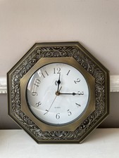 Octagonal Wall Clock Metal Framed Bronze Effect / Off Gold / Brown