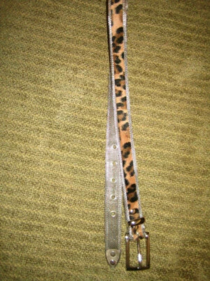 Leopard Pony Hair Belt. Silver Mesh. 36" - Image 1 of 4