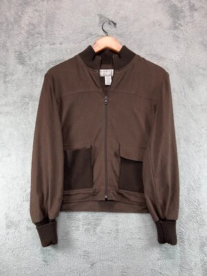 VTG Norton Studio Jacket Womens 6 Brown Full Zip Rib Sweater Cuffs Collar Ladies - Image 1 of 4