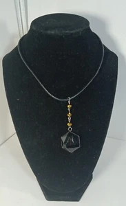 Women's Black Hexagon Choker/Necklace With Gold Bead Detail - Picture 1 of 4
